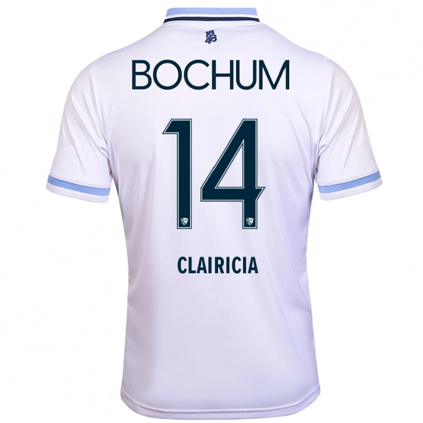 Danxen Kinderen Mathis Clairicia #14 Wit Hemelsblauw Uitshirt Uittenue 2025/26 T-Shirt België