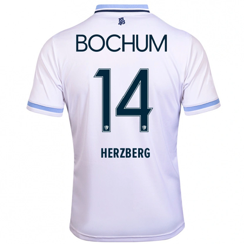 Danxen Kinderen Janek Herzberg #14 Wit Hemelsblauw Uitshirt Uittenue 2025/26 T-Shirt België