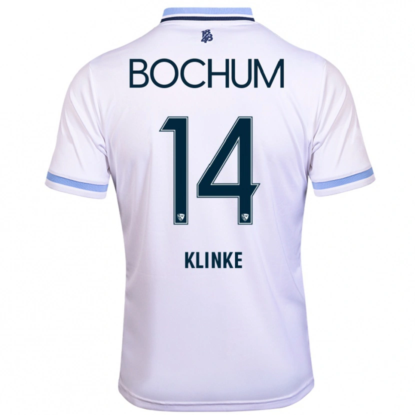 Danxen Kinderen Niklas Klinke #14 Wit Hemelsblauw Uitshirt Uittenue 2025/26 T-Shirt België