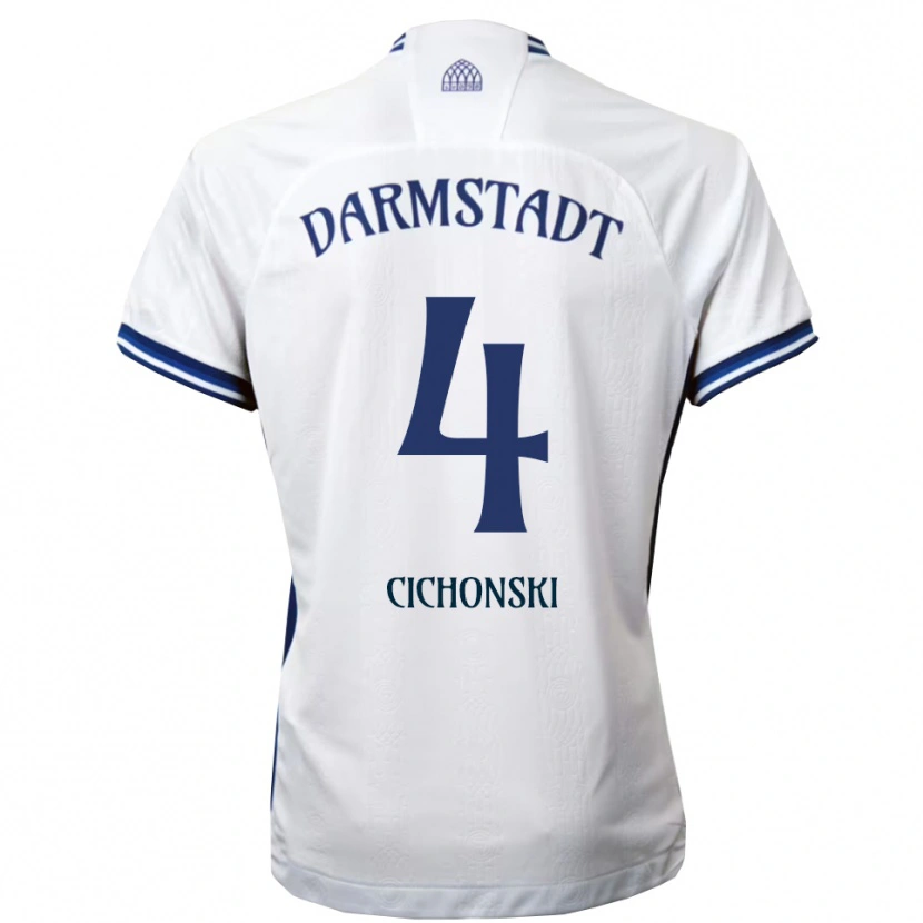 Danxen Kinderen Florian Cichonski #4 Wit Blauw Uitshirt Uittenue 2025/26 T-Shirt België