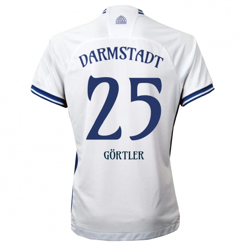 Danxen Kinderen Bastian Görtler #25 Wit Blauw Uitshirt Uittenue 2025/26 T-Shirt België
