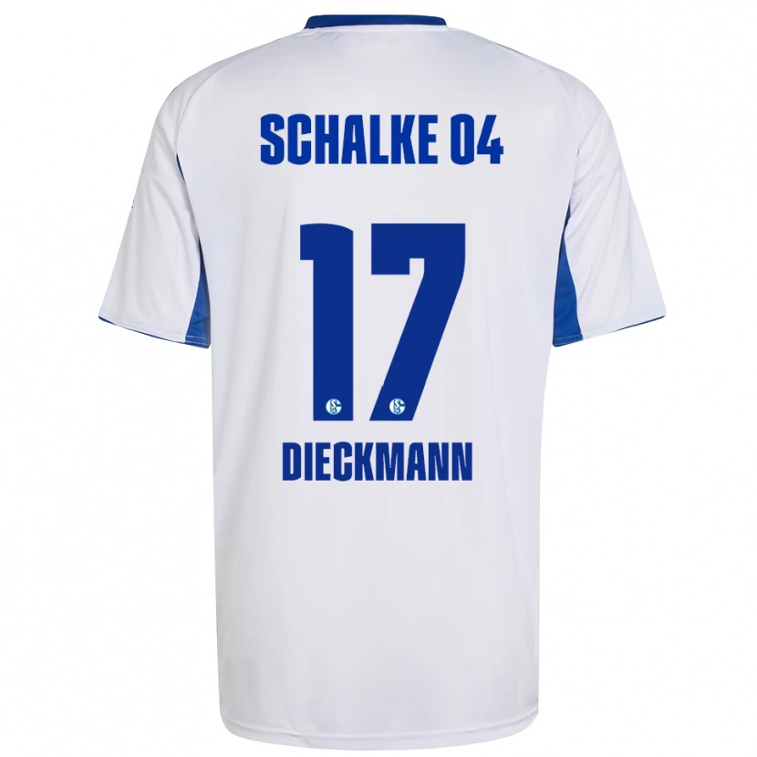 Danxen Kinderen Jonas Dieckmann #17 Wit Blauw Uitshirt Uittenue 2025/26 T-Shirt België