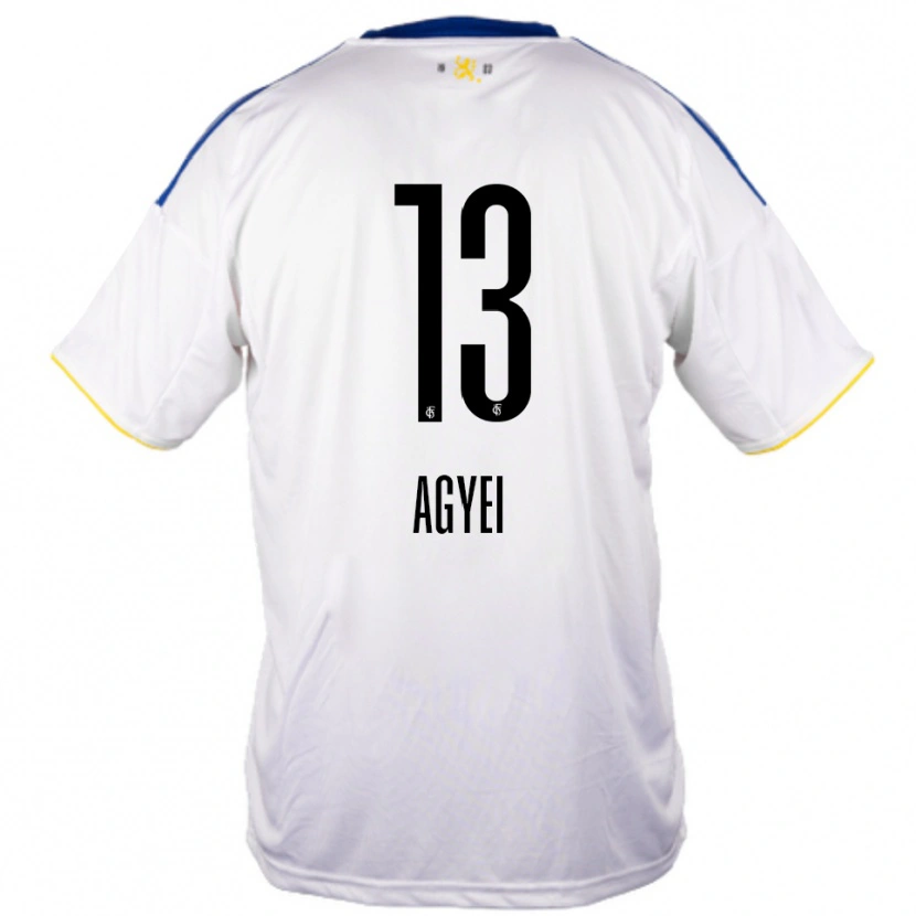 Danxen Kinderen Chelsea Agyei #13 Wit Blauw Geel Uitshirt Uittenue 2025/26 T-Shirt België