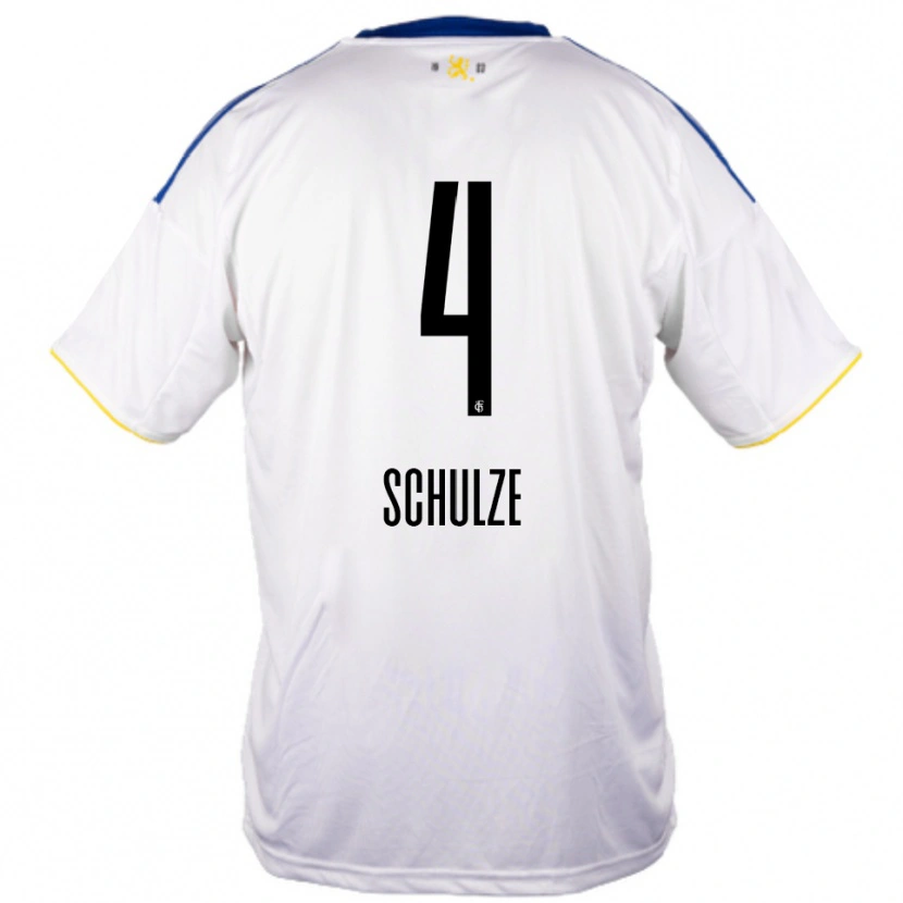 Danxen Kinderen Mateo Schulze #4 Wit Blauw Geel Uitshirt Uittenue 2025/26 T-Shirt België