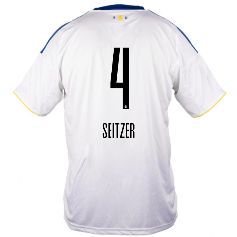 Danxen Kinderen Max Seitzer #4 Wit Blauw Geel Uitshirt Uittenue 2025/26 T-Shirt België