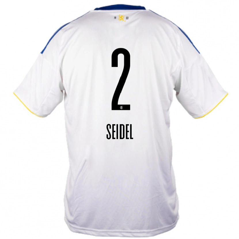 Danxen Kinderen Jonas Seidel #2 Wit Blauw Geel Uitshirt Uittenue 2025/26 T-Shirt België