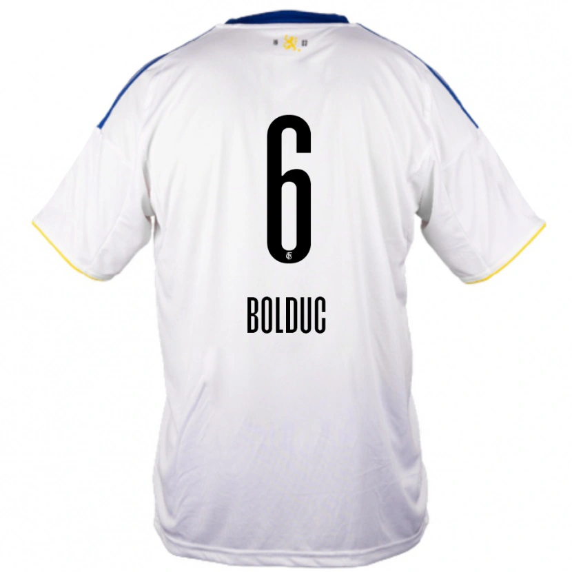 Danxen Kinderen Tyler Bolduc #6 Wit Blauw Geel Uitshirt Uittenue 2025/26 T-Shirt België