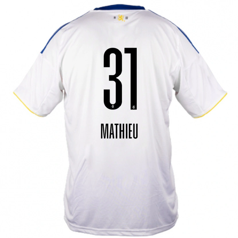 Danxen Kinderen Sammy Mathieu #31 Wit Blauw Geel Uitshirt Uittenue 2025/26 T-Shirt België