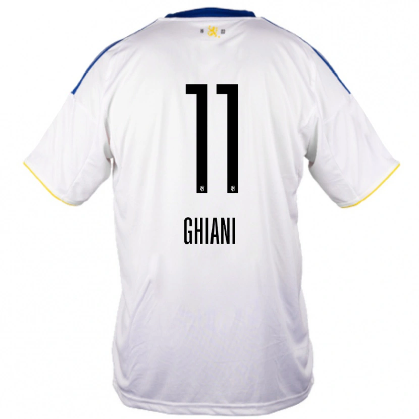 Danxen Kinderen Davide Ghiani #11 Wit Blauw Geel Uitshirt Uittenue 2025/26 T-Shirt België