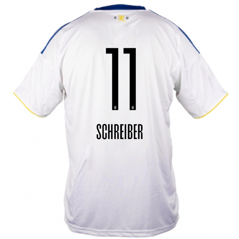 Danxen Kinderen Colin Schreiber #11 Wit Blauw Geel Uitshirt Uittenue 2025/26 T-Shirt België