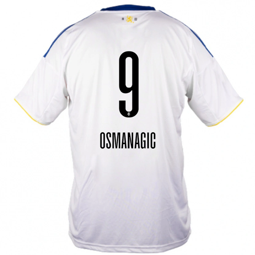 Danxen Kinderen Zinedin Osmanagic #9 Wit Blauw Geel Uitshirt Uittenue 2025/26 T-Shirt België