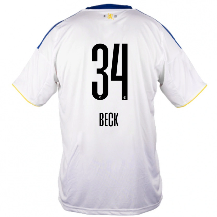 Danxen Kinderen Luis Beck #34 Wit Blauw Geel Uitshirt Uittenue 2025/26 T-Shirt België
