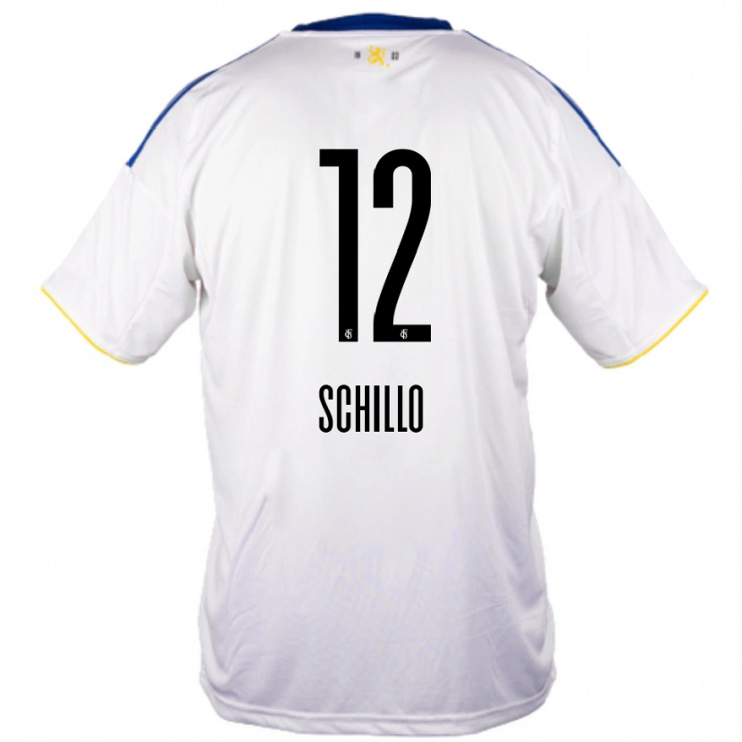 Danxen Kinderen Jule Schillo #12 Wit Blauw Geel Uitshirt Uittenue 2025/26 T-Shirt België