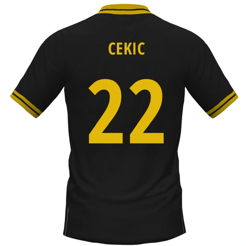 Danxen Kinderen Adnan Cekic #22 Zwart Geel Uitshirt Uittenue 2025/26 T-Shirt België