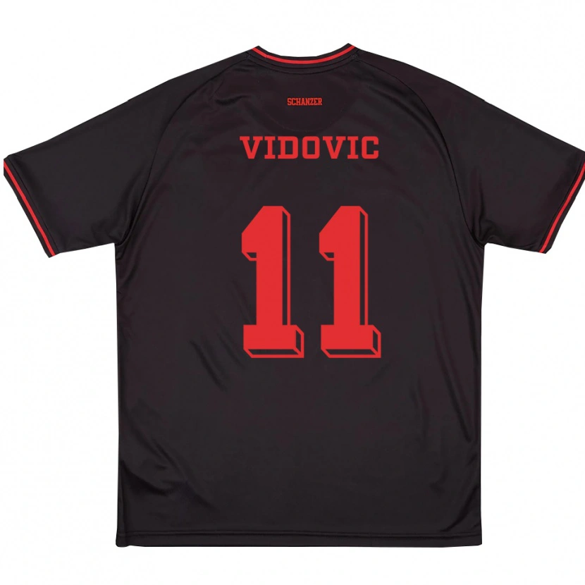 Danxen Kinderen Paula Vidovic #11 Zwart Rood Wit Uitshirt Uittenue 2025/26 T-Shirt België