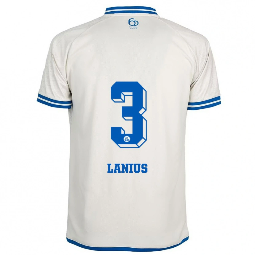 Danxen Kinderen Dominik Lanius #3 Wit Blauw Uitshirt Uittenue 2025/26 T-Shirt België