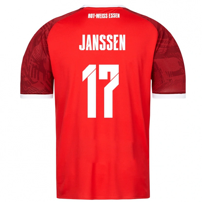 Danxen Kinderen Lenn Janssen #17 Rood Bordeaux Wit Uitshirt Uittenue 2025/26 T-Shirt België