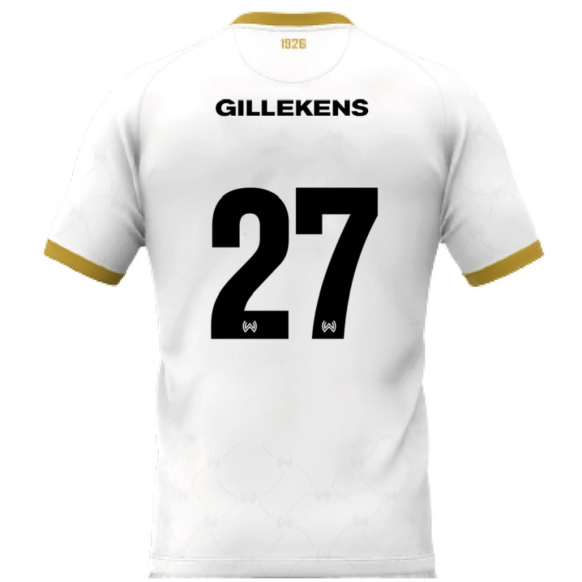 Danxen Kinderen Jordy Gillekens #27 Wit Goud Uitshirt Uittenue 2025/26 T-Shirt België