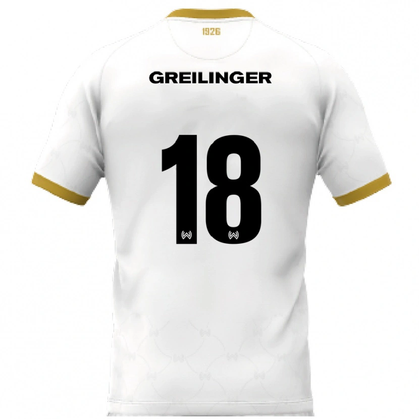 Danxen Kinderen Fabian Greilinger #18 Wit Goud Uitshirt Uittenue 2025/26 T-Shirt België