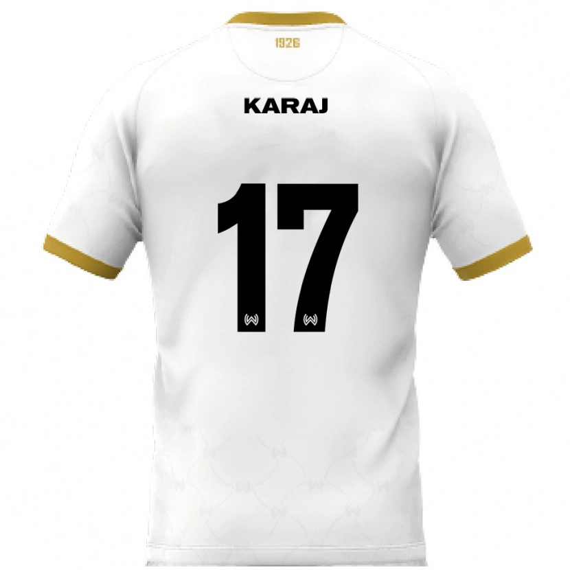 Danxen Kinderen Eraldo Karaj #17 Wit Goud Uitshirt Uittenue 2025/26 T-Shirt België