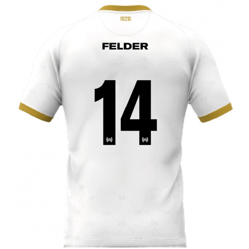 Danxen Kinderen Mohamed Felder #14 Wit Goud Uitshirt Uittenue 2025/26 T-Shirt België