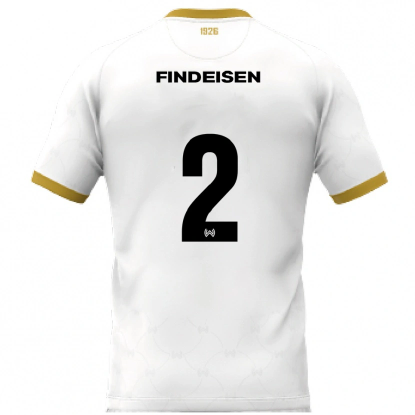 Danxen Kinderen Edwin Findeisen #2 Wit Goud Uitshirt Uittenue 2025/26 T-Shirt België