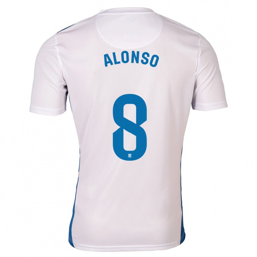 Danxen Heren Javi Alonso #8 Wit Blauw Thuisshirt Thuistenue 2025/26 T-Shirt België