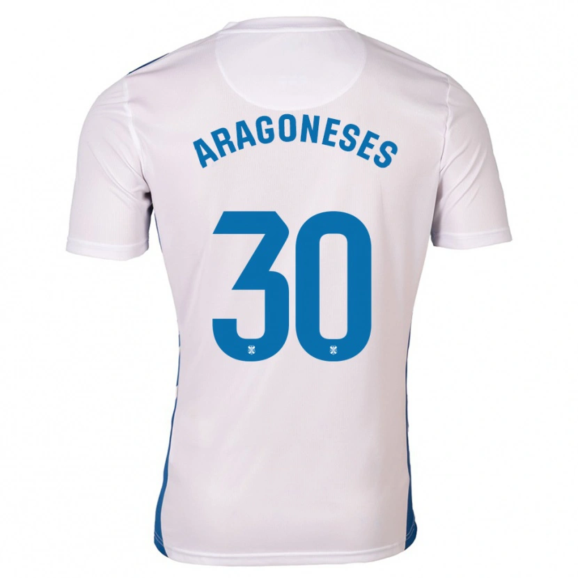 Danxen Heren Sergio Aragoneses #30 Wit Blauw Thuisshirt Thuistenue 2025/26 T-Shirt België