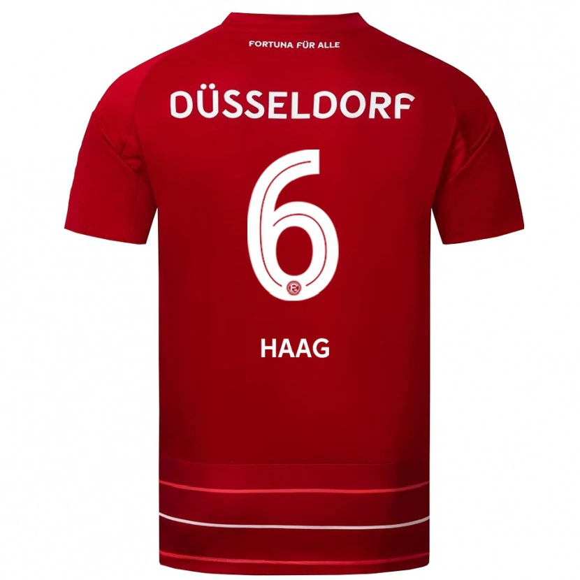 Danxen Heren Giovanni Haag #6 Rood Wit Thuisshirt Thuistenue 2025/26 T-Shirt België