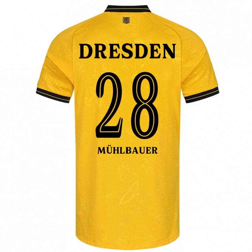 Danxen Heren Aron Mühlbauer #28 Geel Zwart Thuisshirt Thuistenue 2025/26 T-Shirt België