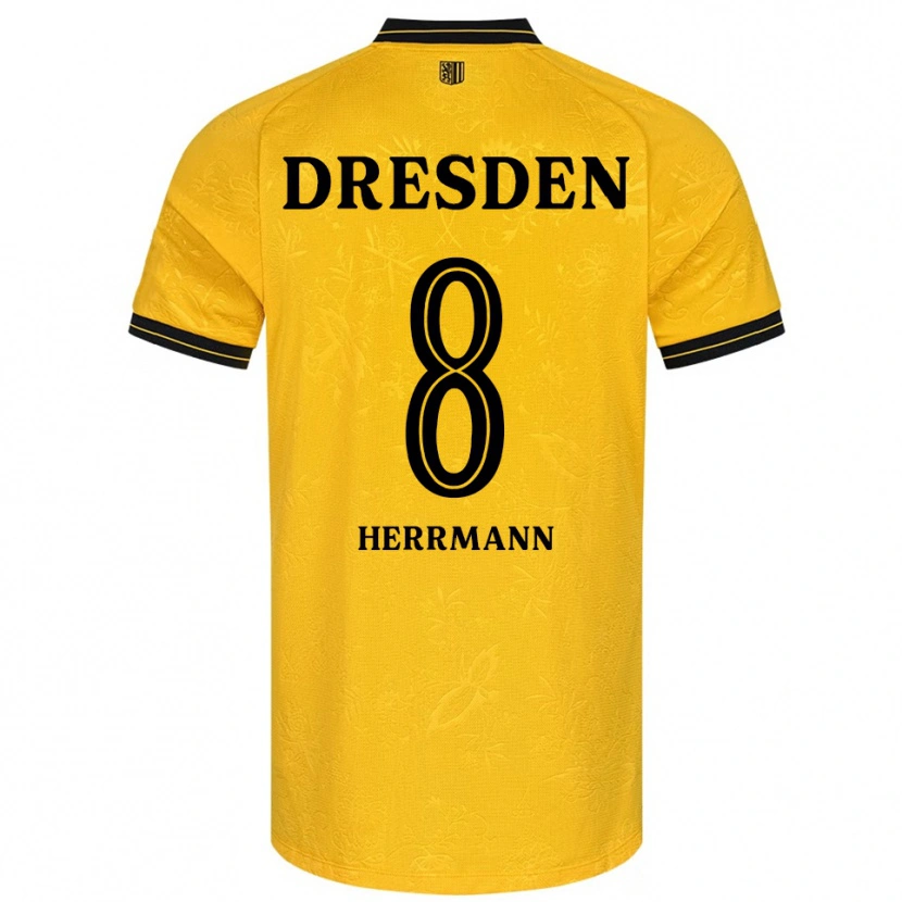 Danxen Heren Luca Herrmann #8 Geel Zwart Thuisshirt Thuistenue 2025/26 T-Shirt België