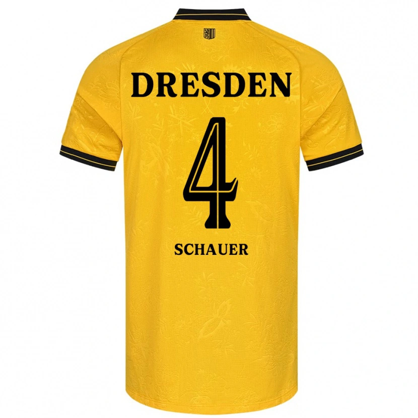 Danxen Heren Maurice Schauer #4 Geel Zwart Thuisshirt Thuistenue 2025/26 T-Shirt België