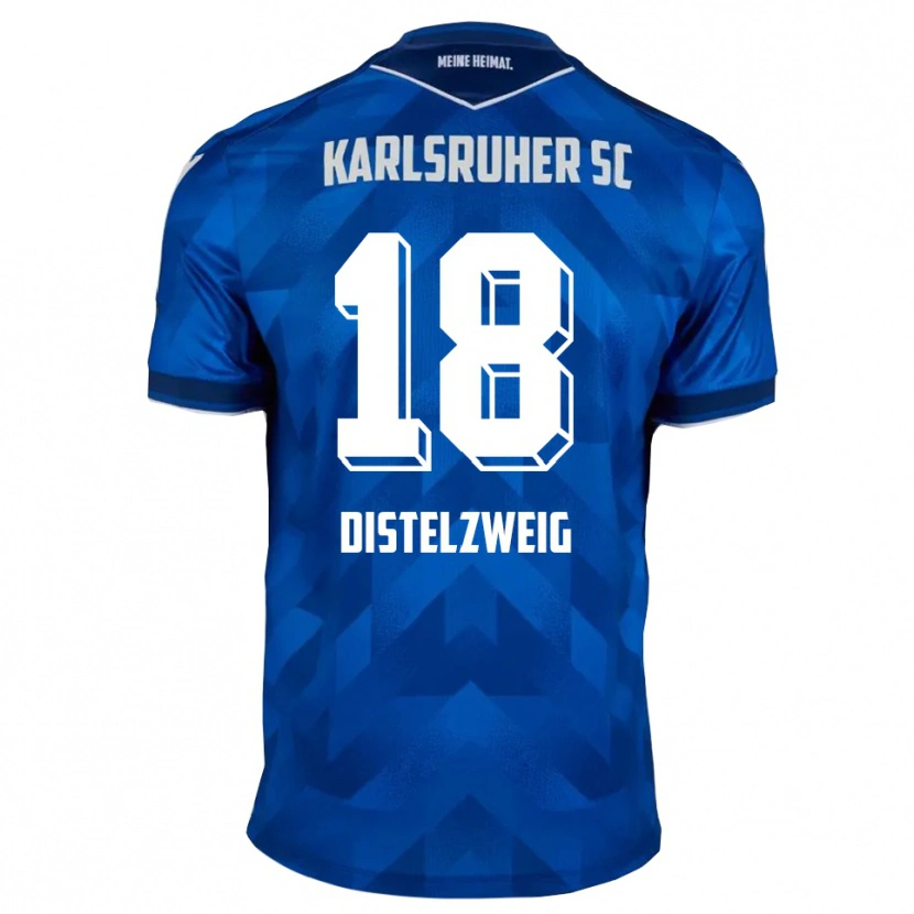 Danxen Heren Jakob Distelzweig #18 Blauw Wit Thuisshirt Thuistenue 2025/26 T-Shirt België