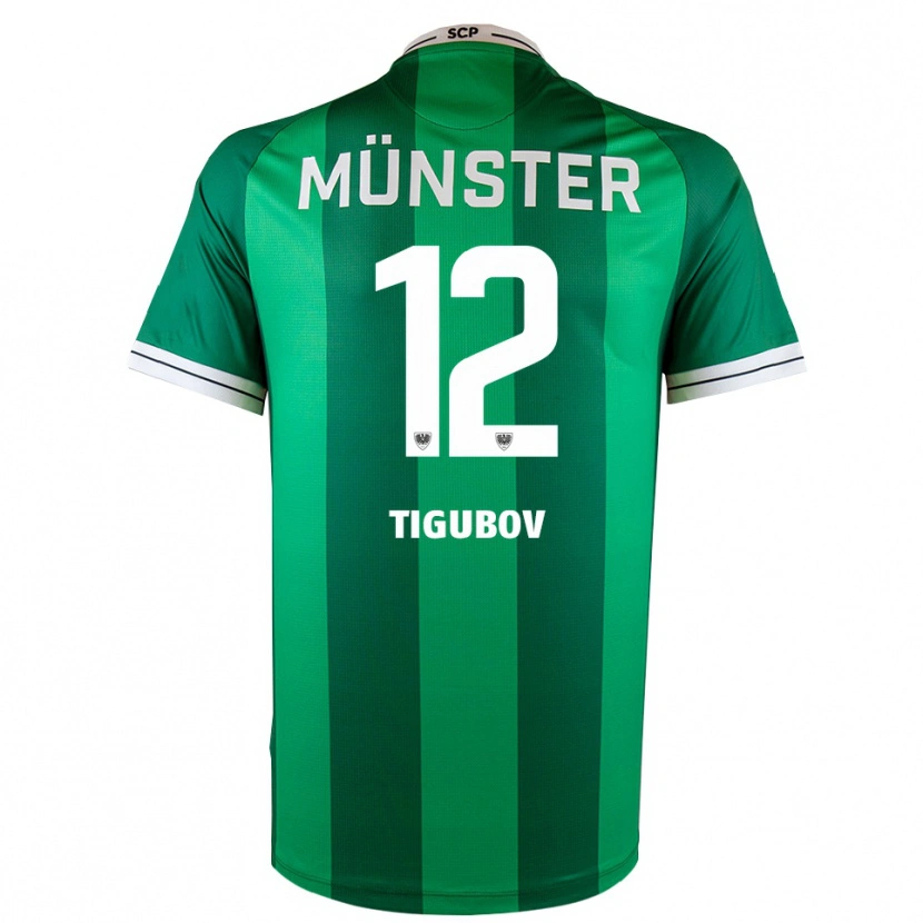 Danxen Heren Adrian Tigubov #12 Groen Wit Thuisshirt Thuistenue 2025/26 T-Shirt België