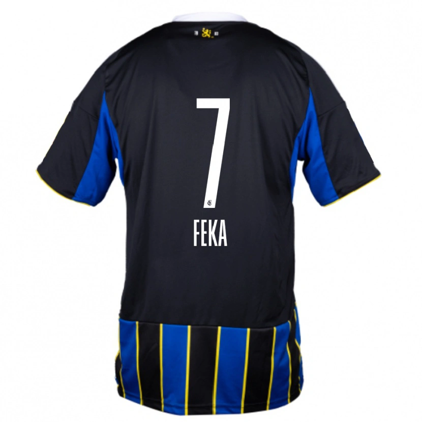 Danxen Heren Lukas Feka #7 Blauw Zwart Geel Thuisshirt Thuistenue 2025/26 T-Shirt België