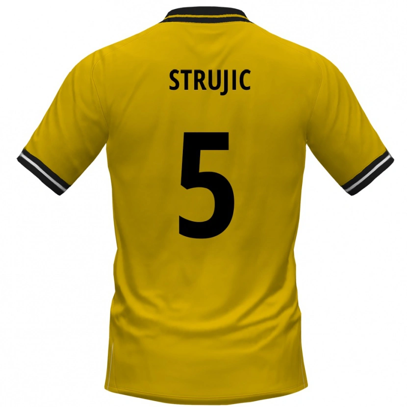 Danxen Heren Sasa Strujic #5 Geel Zwart Thuisshirt Thuistenue 2025/26 T-Shirt België