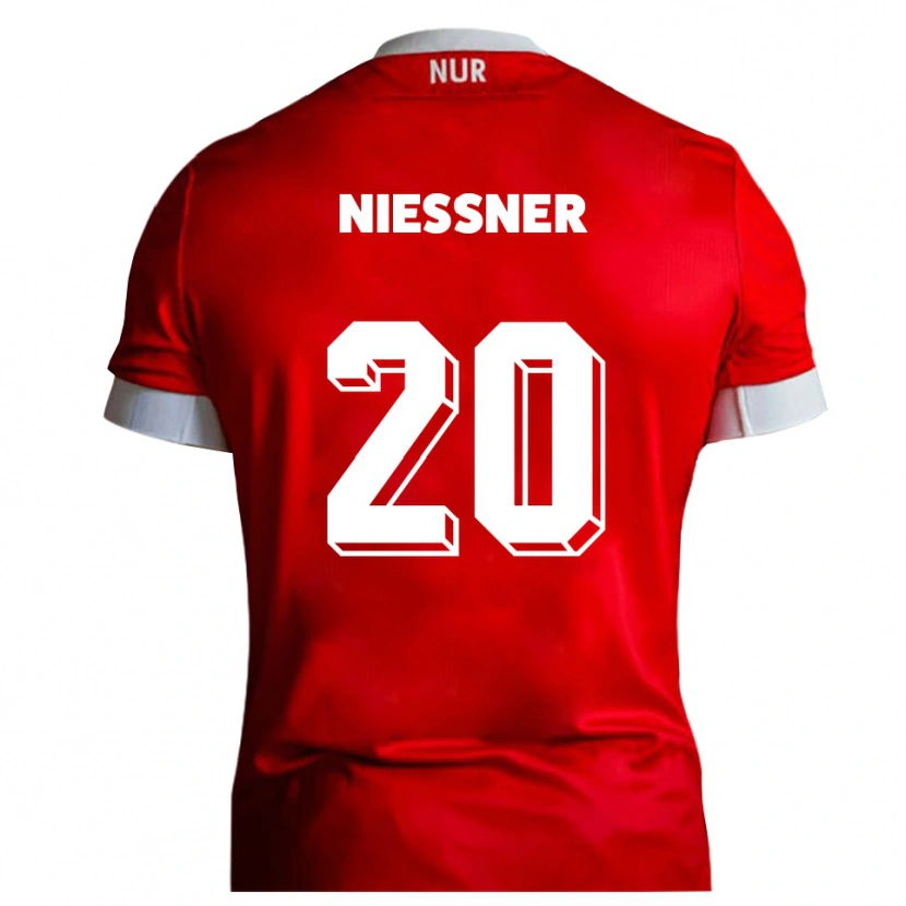 Danxen Heren Lennard Nießner #20 Rood Wit Thuisshirt Thuistenue 2025/26 T-Shirt België