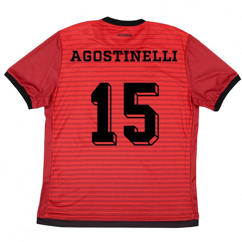 Danxen Heren Massimo Agostinelli #15 Rood Zwart Thuisshirt Thuistenue 2025/26 T-Shirt België