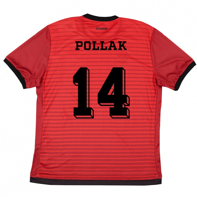 Danxen Heren Florian Pollak #14 Rood Zwart Thuisshirt Thuistenue 2025/26 T-Shirt België