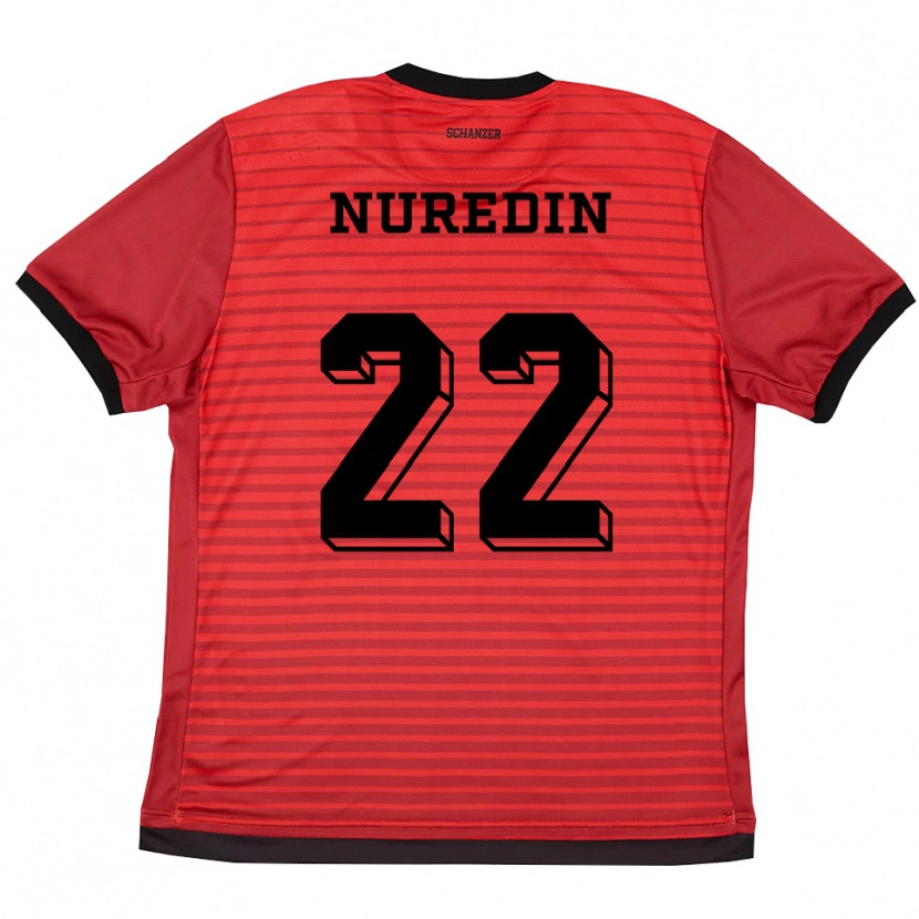 Danxen Heren Nuredin Rexhepi #22 Rood Zwart Thuisshirt Thuistenue 2025/26 T-Shirt België