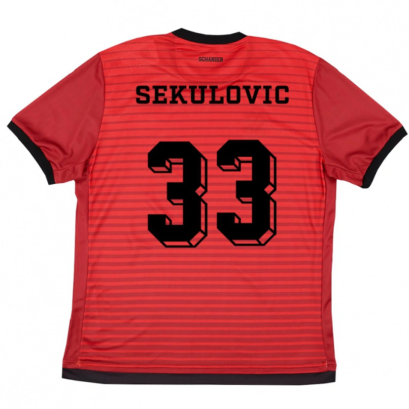 Danxen Heren Davide-Danilo Sekulovic #33 Rood Zwart Thuisshirt Thuistenue 2025/26 T-Shirt België