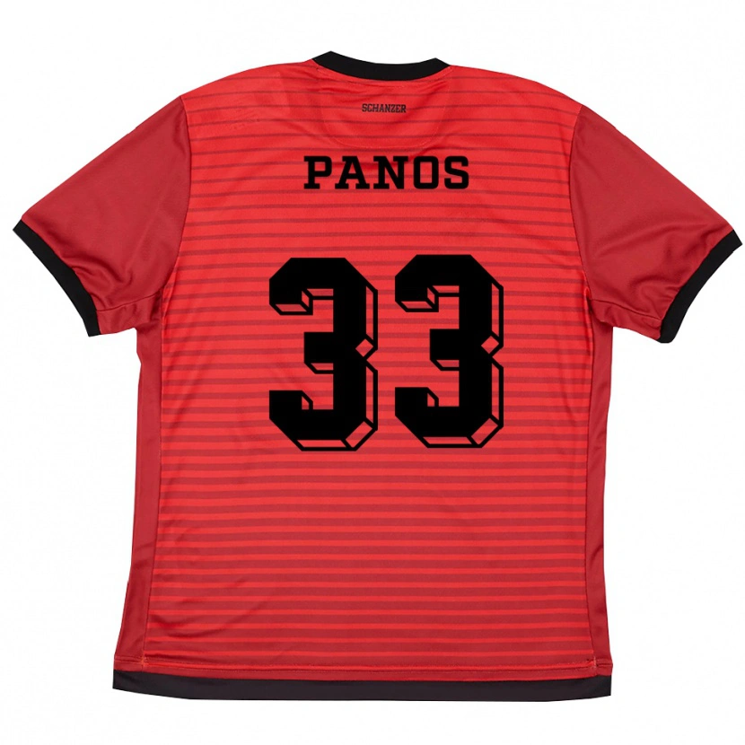Danxen Heren Nikos Panos #33 Rood Zwart Thuisshirt Thuistenue 2025/26 T-Shirt België