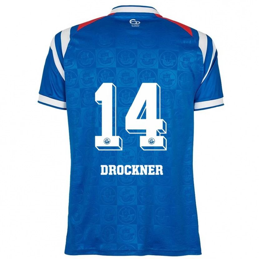 Danxen Heren Malin Drockner #14 Blauw Wit Rood Thuisshirt Thuistenue 2025/26 T-Shirt België