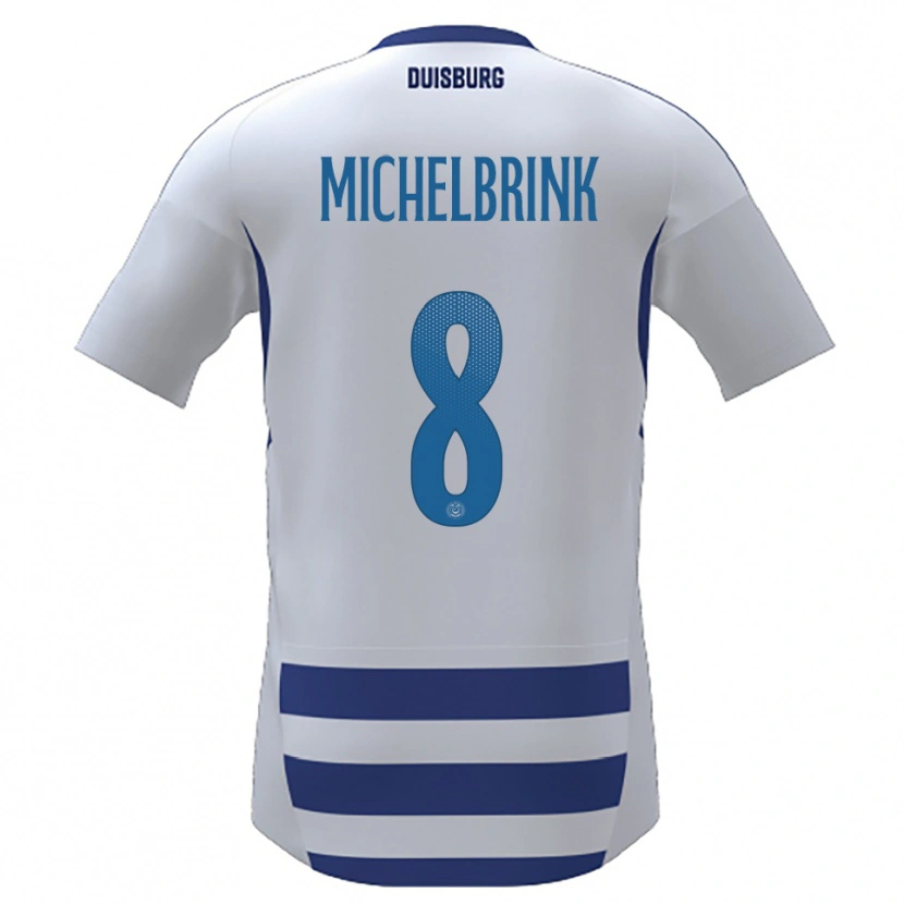 Danxen Heren Jonas Michelbrink #8 Wit Blauw Thuisshirt Thuistenue 2025/26 T-Shirt België