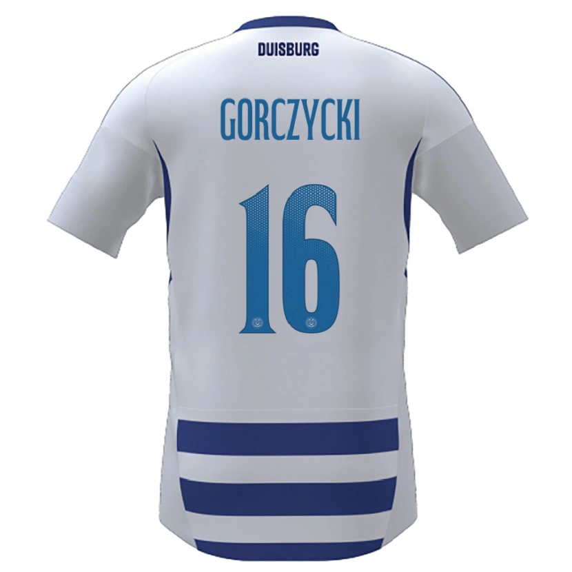 Danxen Heren Adrian Gorczycki #16 Wit Blauw Thuisshirt Thuistenue 2025/26 T-Shirt België