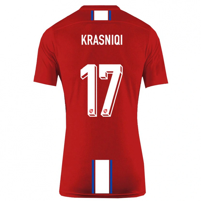 Danxen Heren Ermal Krasniqi #17 Rood Wit Thuisshirt Thuistenue 2025/26 T-Shirt België