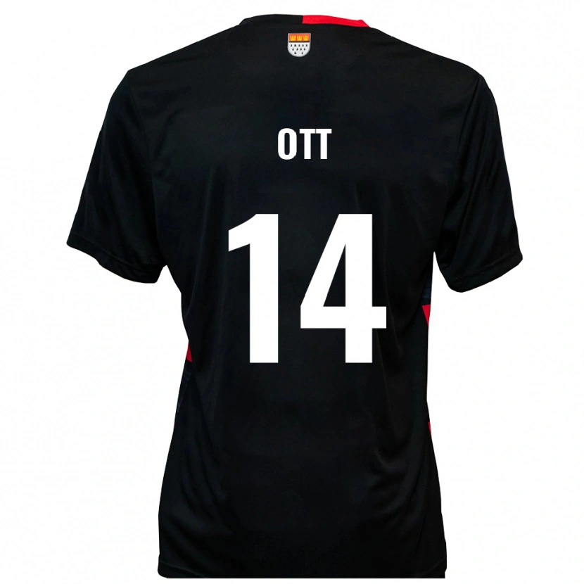 Danxen Heren Raphael Ott #14 Zwart Rood Thuisshirt Thuistenue 2025/26 T-Shirt België