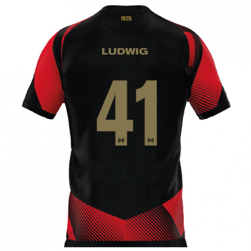Danxen Heren Finn Ludwig #41 Zwart Rood Thuisshirt Thuistenue 2025/26 T-Shirt België