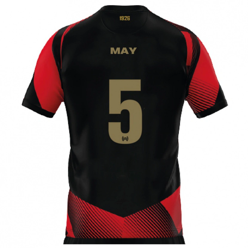 Danxen Heren Niklas May #5 Zwart Rood Thuisshirt Thuistenue 2025/26 T-Shirt België
