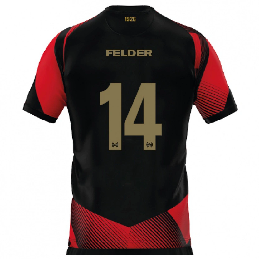 Danxen Heren Mohamed Felder #14 Zwart Rood Thuisshirt Thuistenue 2025/26 T-Shirt België